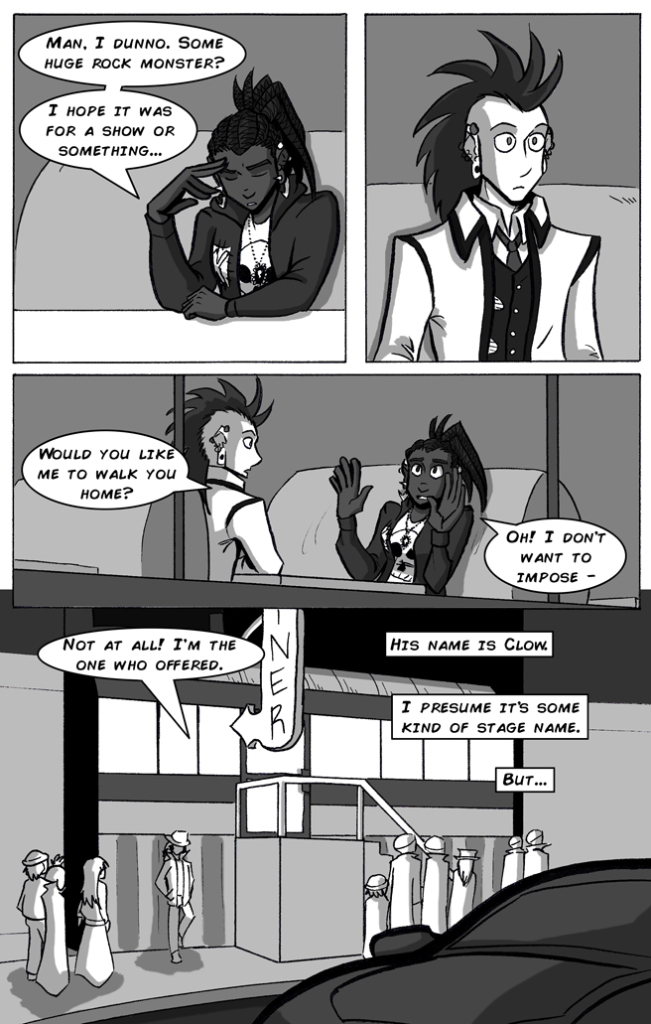 charlie and clow page 7 black and white paranormal action webcomic